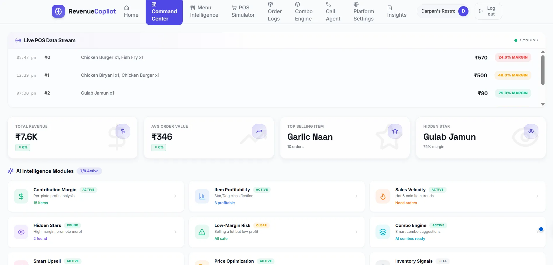 Command Center / Analytics Dashboard